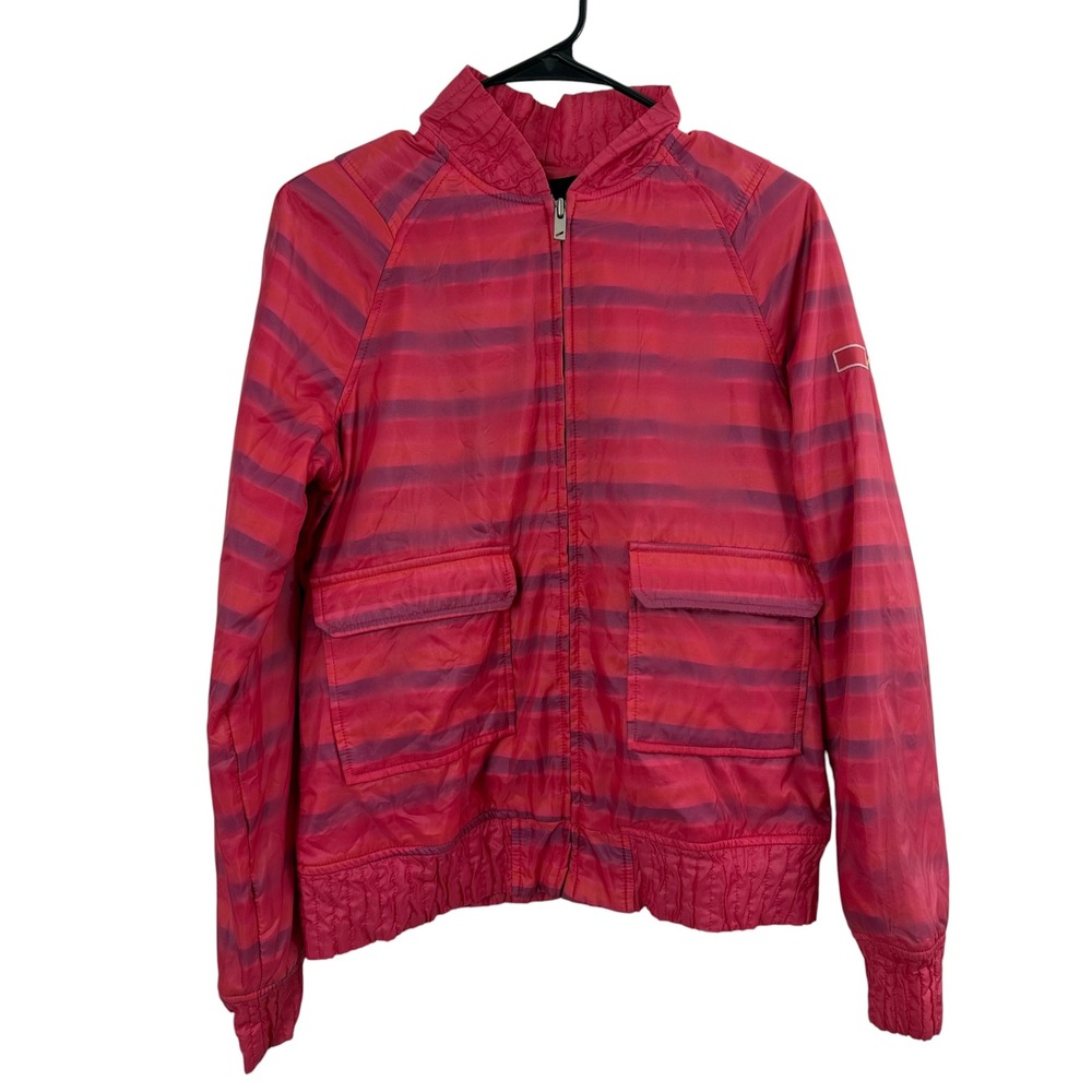 Diesel Jacket Womens Large Pink Purple Striped Full Zip Cargo Pockets Neon Y2K
